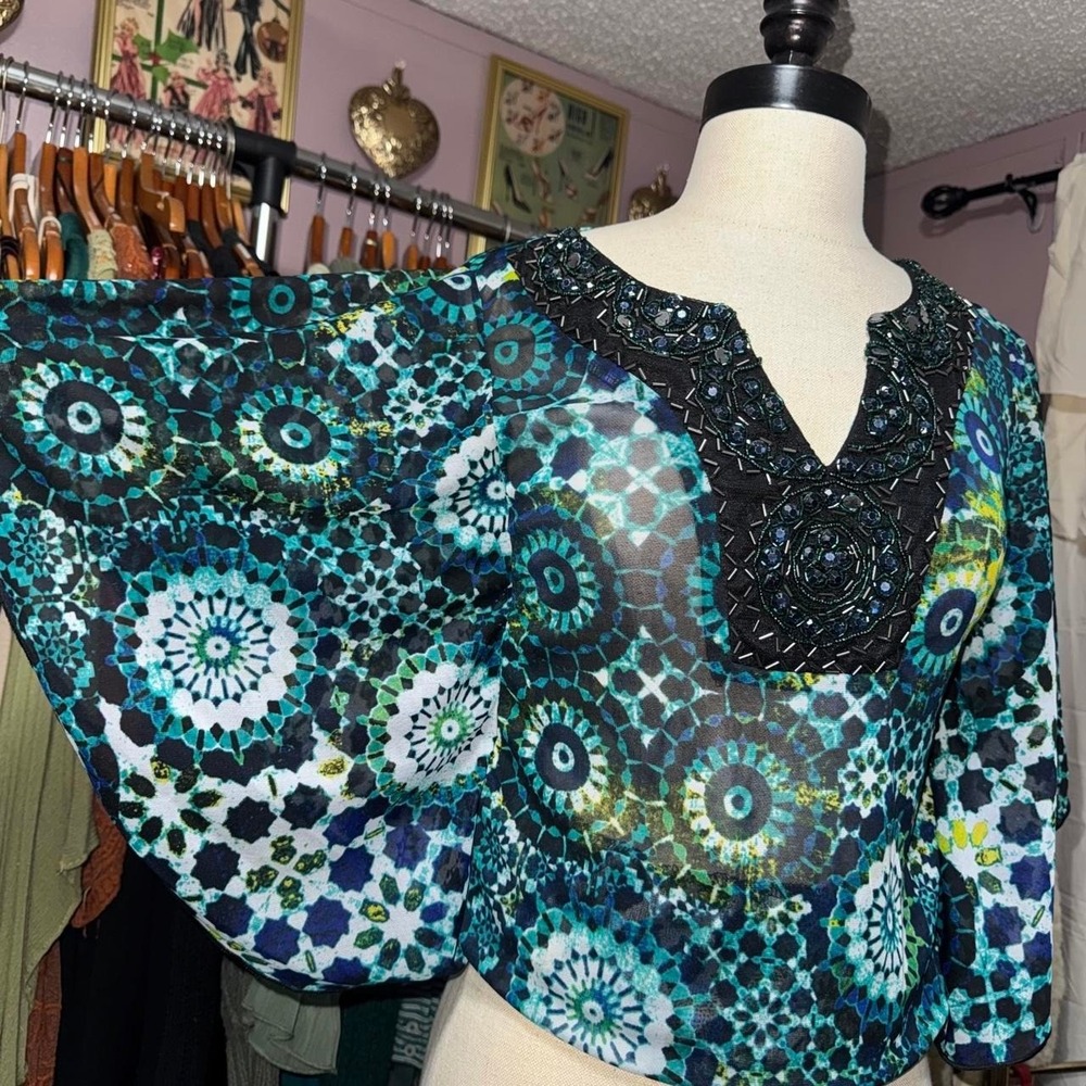 Beaded Festival Layer Mesh Top